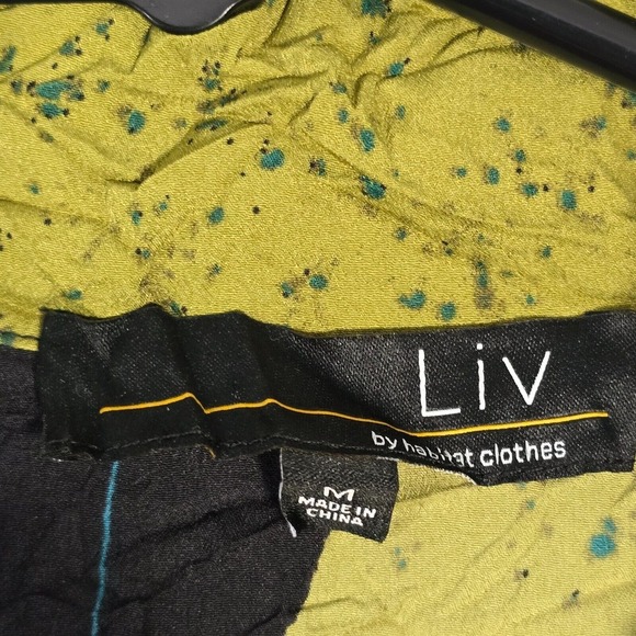 Liv by Habitat Top Womens Medium Colorful Crinkle Button Up Art To Wear - Picture 5 of 14